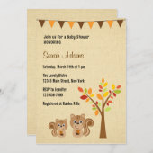 Little Squirrel Baby shower Invitation Rustic Kaart (Voorkant / Achterkant)