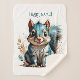 Little Squirrel Blue gepersonaliseerd Sherpa Deken