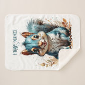 Little Squirrel Blue gepersonaliseerd Sherpa Deken (Voorkant (horizontaal))
