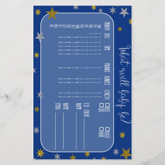 Little Star Baby Predictor Baby shower spel (Voorkant)