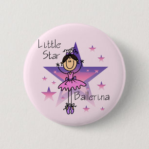 Little Star Ballerina - Bruin Haar Ronde Button 5,7 Cm