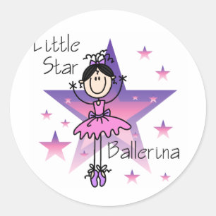 Little Star Ballerina-Zwart Haar Ronde Sticker