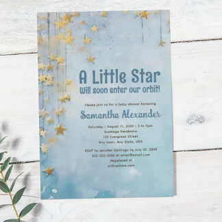 Little Star blauw baby shower Kaart