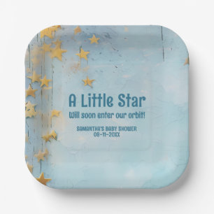 Little Star blauw baby shower papier Bord
