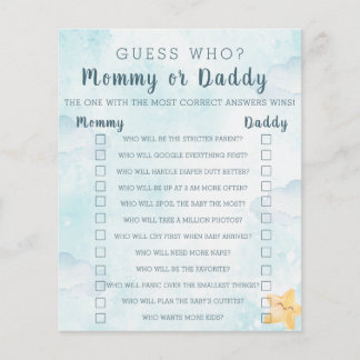 Little Star Blue Sky Mommy Daddy Baby Shower Game