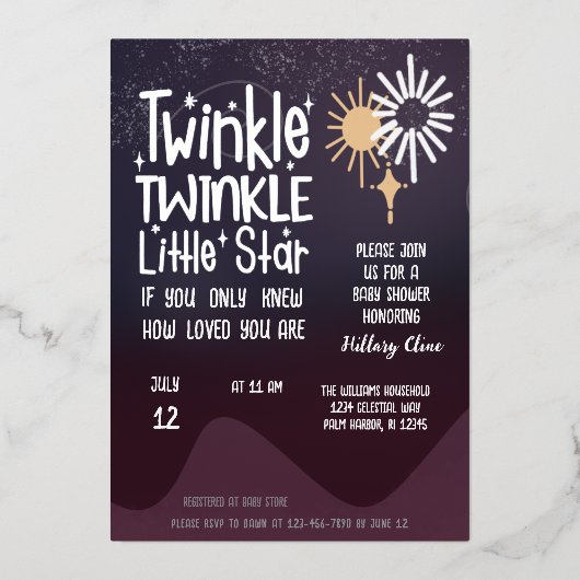 Little Star Cute Gender Neutral Whimsical Folie Uitnodiging (Voorkant)
