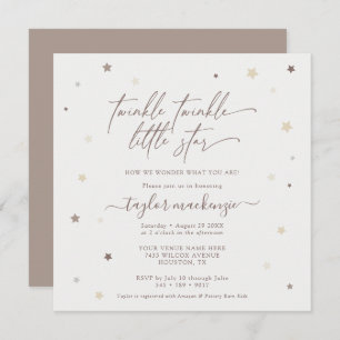 Little Star Gender Neutral Baby shower Square Invi Kaart