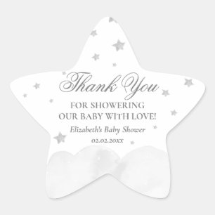 Little Star Grey Baby shower Bedankt Star Sticke Ster Sticker