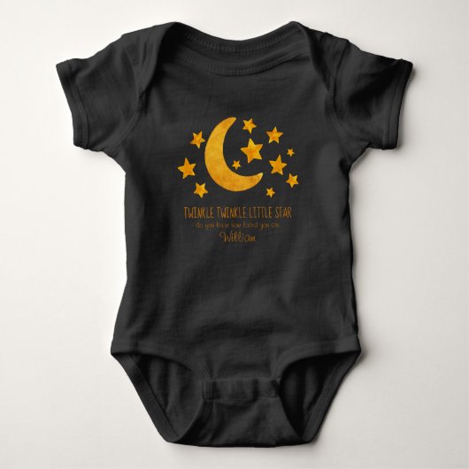 Little Star Name Moon & Star Waterverf Whimsical  Romper (Voorkant)