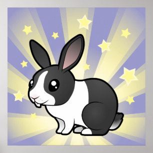 Little Star Rabbit (uppy ear gladde hair) Poster