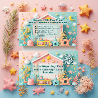Little Steps Day Care Kleine Zakelijke QR-code Visitekaartje