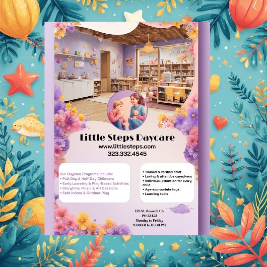 Little Steps Daycare Company Logo Modern Customize Flyer