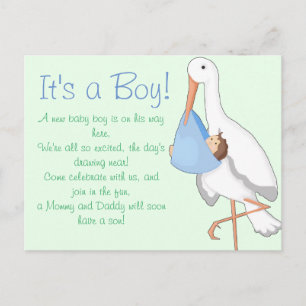 "Little Stork" Het is een jongen! Aankondigingskaart