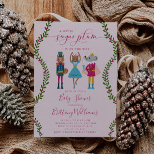Little Sugar Plum Girl Christmas Baby shower Kaart