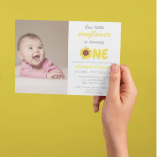 Little Sunflower 1st Birthday Invitation Kaart