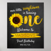 Little Sunflower 1st Birthday Welcome Sign Poster (Voorkant)
