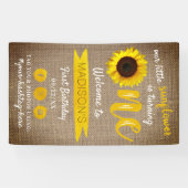 Little Sunflower 1st Birthday Welkom Spandoek (Horizontaal)