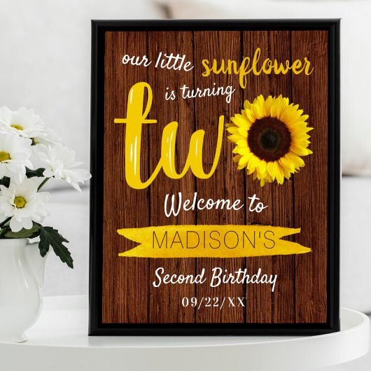 Little Sunflower 2e Affiche de bienvenue d'anniver