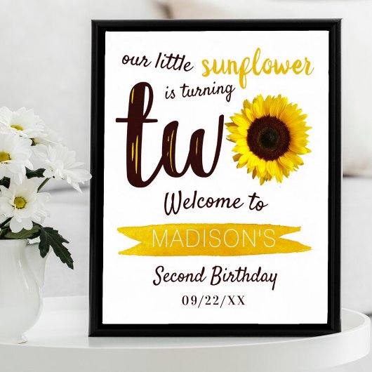 Little Sunflower 2e Affiche de bienvenue d'anniver