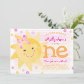 Little Sunshine 1er Anniversaire Invitation fille (Debout devant)