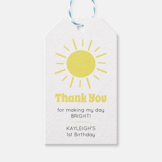 Little Sunshine 1st Birthday Party Cadeaulabel (Voorkant)