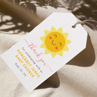 Little Sunshine Baby shower Bedankt Cadeaulabel