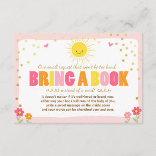 Little Sunshine Baby shower Breng een boek Roze Me Kaart