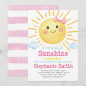 Little Sunshine Baby shower Invitation Ray of-A159 (Devant / Derrière)