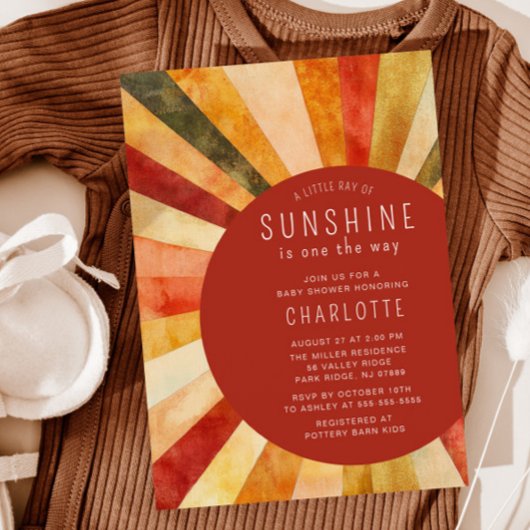 Little Sunshine Baby shower Kaart