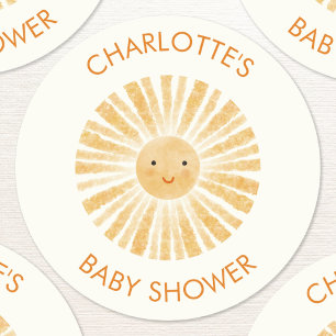Little Sunshine Gepersonaliseerd Baby shower Ronde Sticker