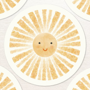 Little Sunshine Happy Waterverf Ronde Sticker