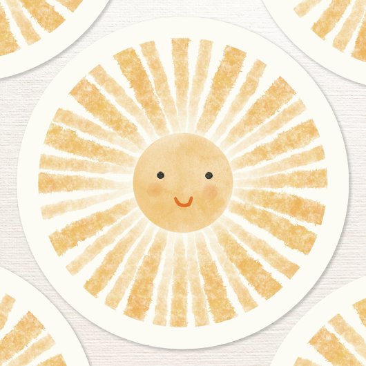 Little Sunshine Happy Waterverf Ronde Sticker
