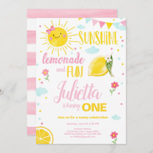 Little Sunshine Lemonade Pink Girl Lemon Birthday Kaart