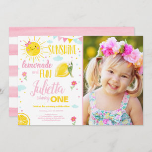 Little Sunshine Lemonade Pink Girl Lemon Birthday Kaart