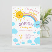 Little Sunshine ONE Rainbow Girl 1e Verjaardag Sch Kaart (Staand voorkant)