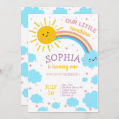 Little Sunshine ONE Rainbow Girl 1e Verjaardag Sch Kaart (Voorkant / Achterkant)