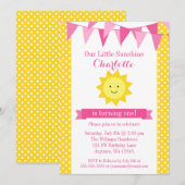 Little Sunshine Pink Yellow Bunting Birthday Kaart (Voorkant / Achterkant)