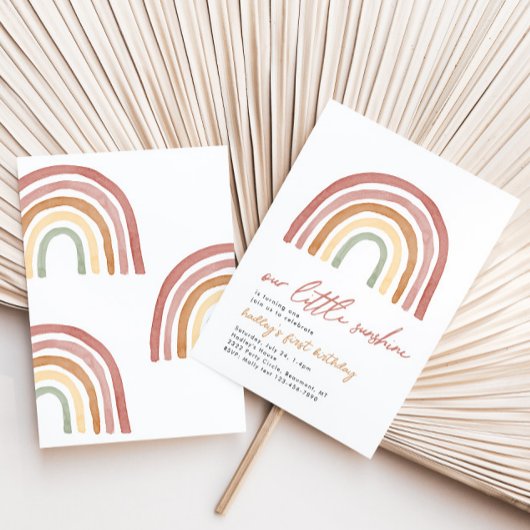 Little Sunshine Rainbow Invitation d'anniversaire