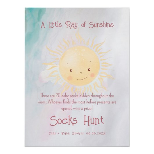 Little Sunshine Theme Shower Sock Hunt Perfect Poster (Voorkant)
