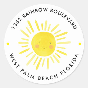 Little Sunshine Verjaardag Kinder retouradres Ronde Sticker