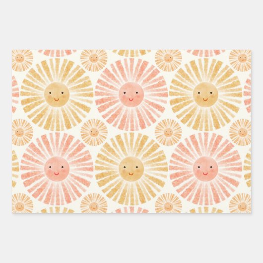 Little Sunshine Waterverf Pattern Inpakpapier Vel (Voorkant)