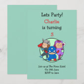 Little Super Heroes Party Uitnodiging (Voorkant / Achterkant)