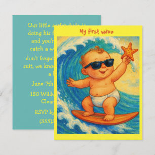 Little Surfer Dude Feestje Digitale Download Kaart