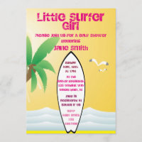 Little Surfer Girl Baby shower Uitnodigen