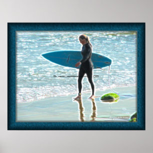 Little Surfer Girl Poster
