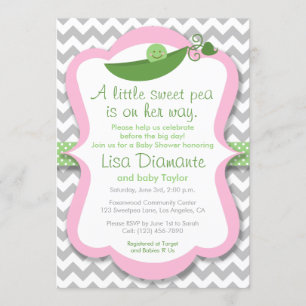 Little Sweet Pea Girl Baby shower Invitation Kaart