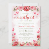 Little Sweetheart Baby shower Bloemen Harten Schat Kaart (Voorkant)