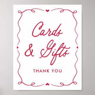 Little Sweetheart Baby Shower Cards and Gifts Sign Poster