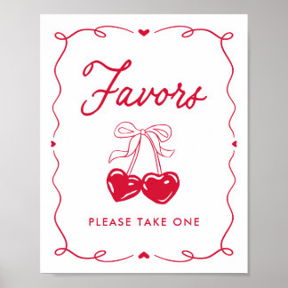 Little Sweetheart Baby Shower Favors Sign Poster