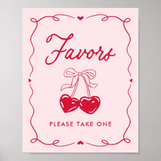 Little Sweetheart Baby Shower Favors Sign Poster